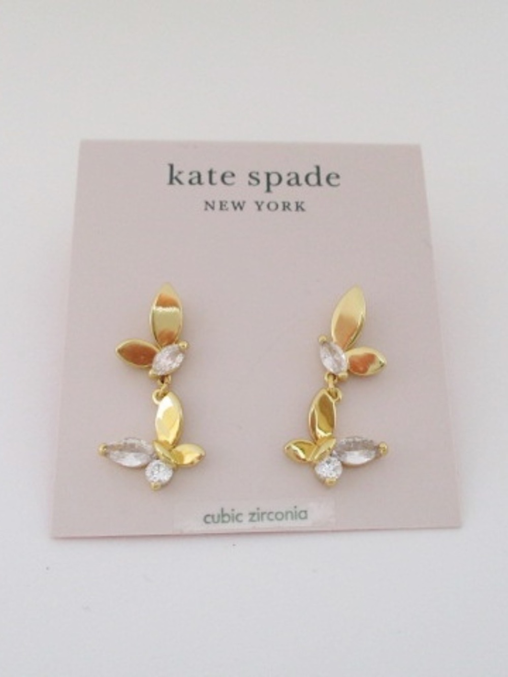 KATE SPADE - Gold-Tone Crystal Social Butterfly Drop Earrings
